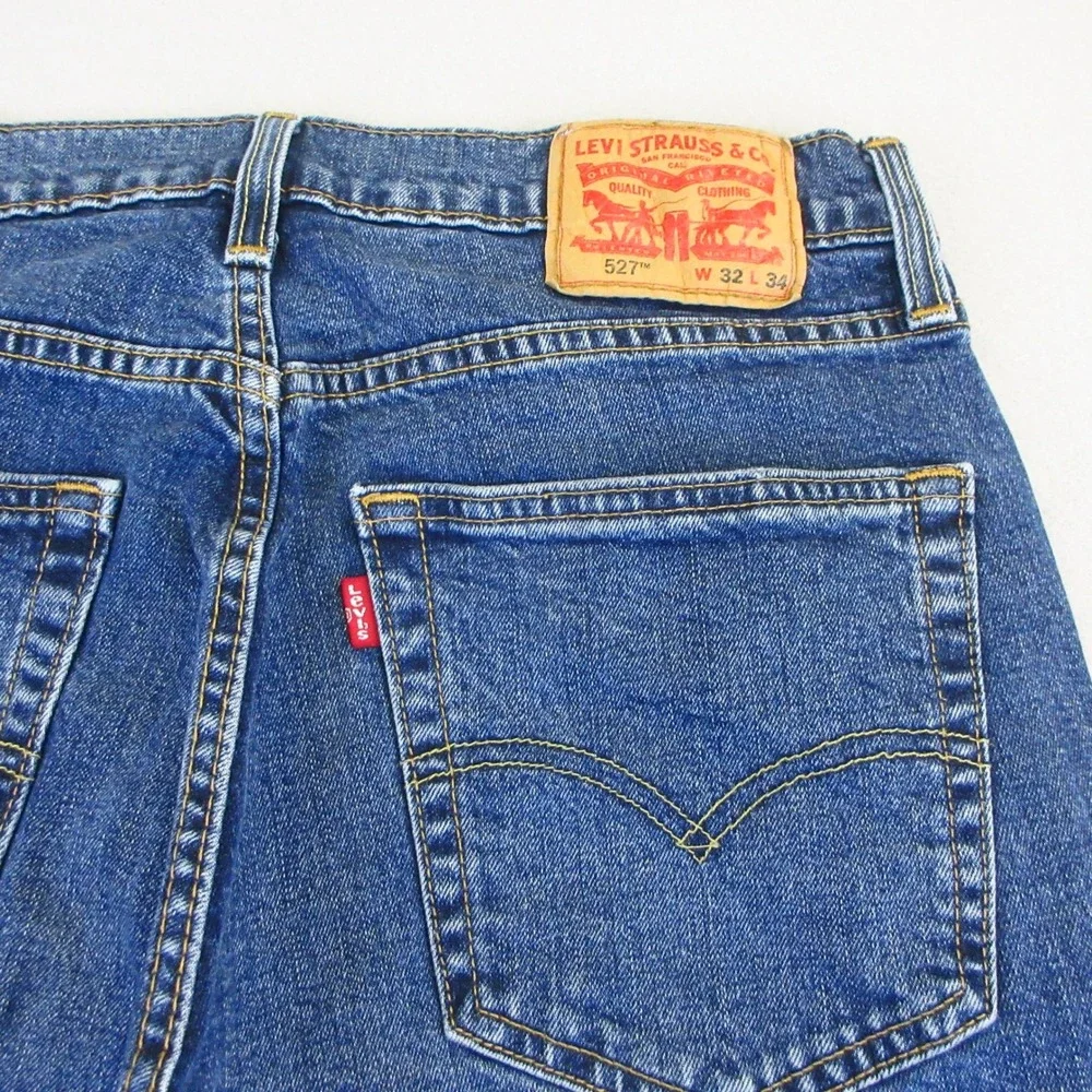 Levi's 527 Jeans Men 32x34 (Actual 32x31.5) Slim Bootcut Blue Denim Stretch EUC